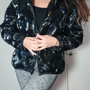 Love Moschino Iridescent Black Puffer Jacket